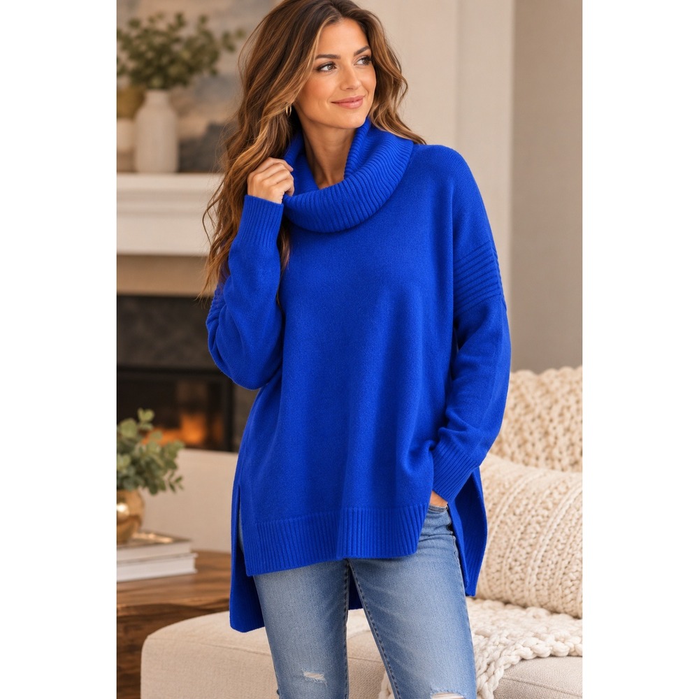 Diane von Furstenberg Ahiga Sweater Womens S Blue 100% Cashmere Cowl Neck DVF
